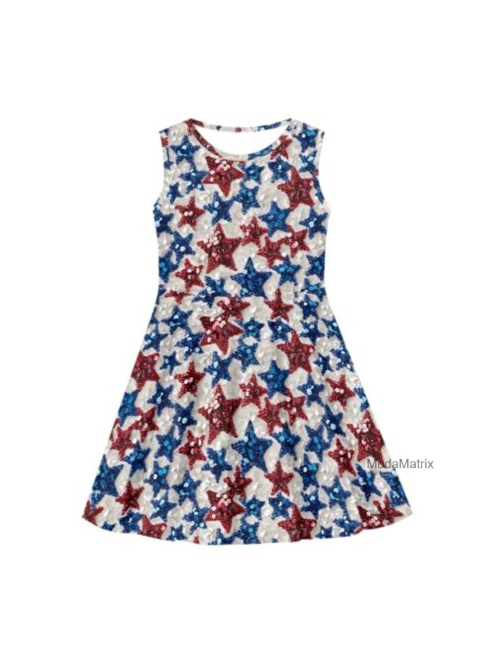 Girls Sleeveless A-Line Star Print Dress for Summer Parties